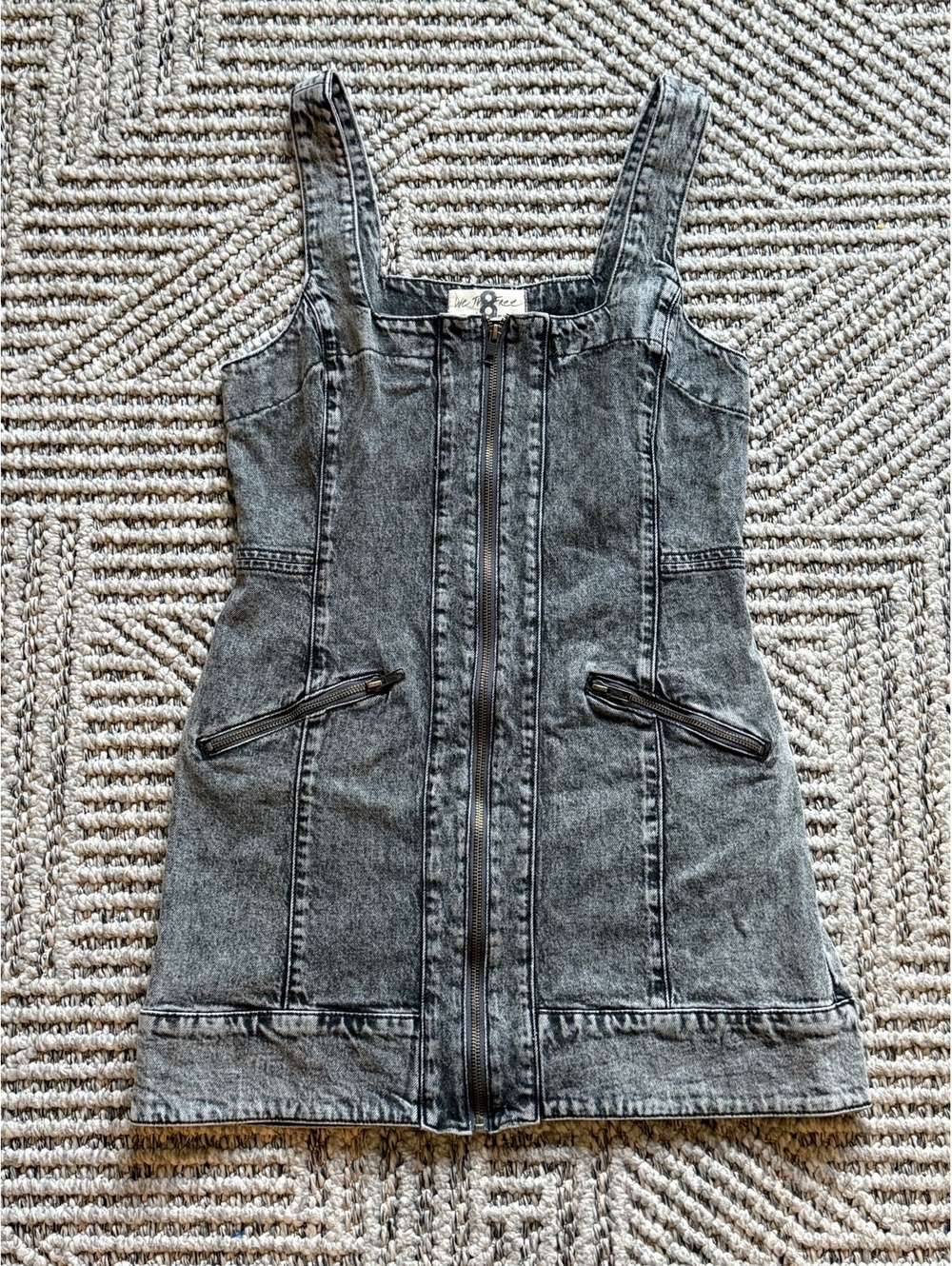 We The Free Grey Denim Zip-Up Mini Dress Size 8